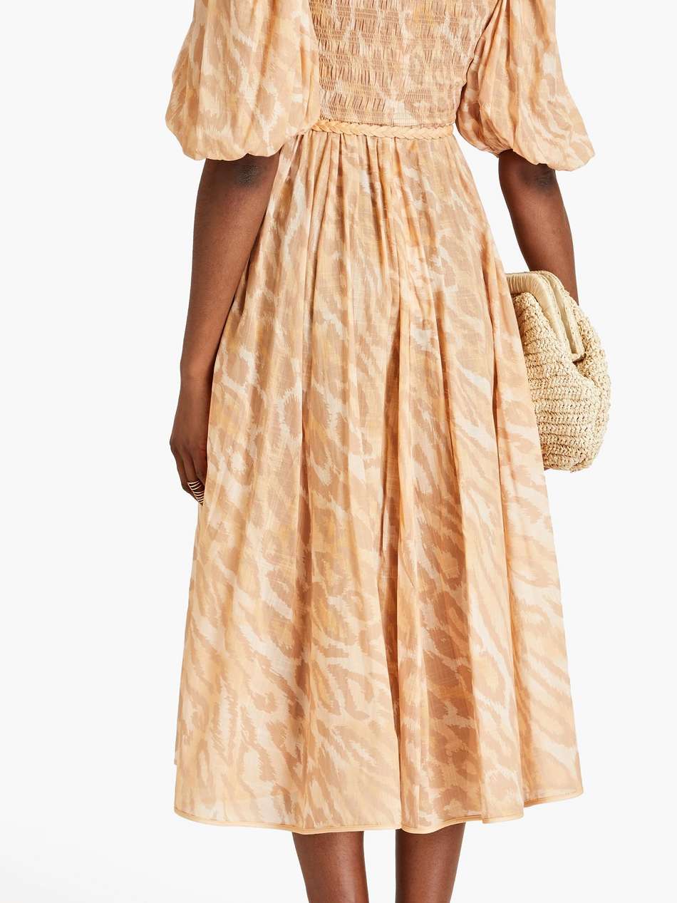 leopard-print cotton-gauze midi dress