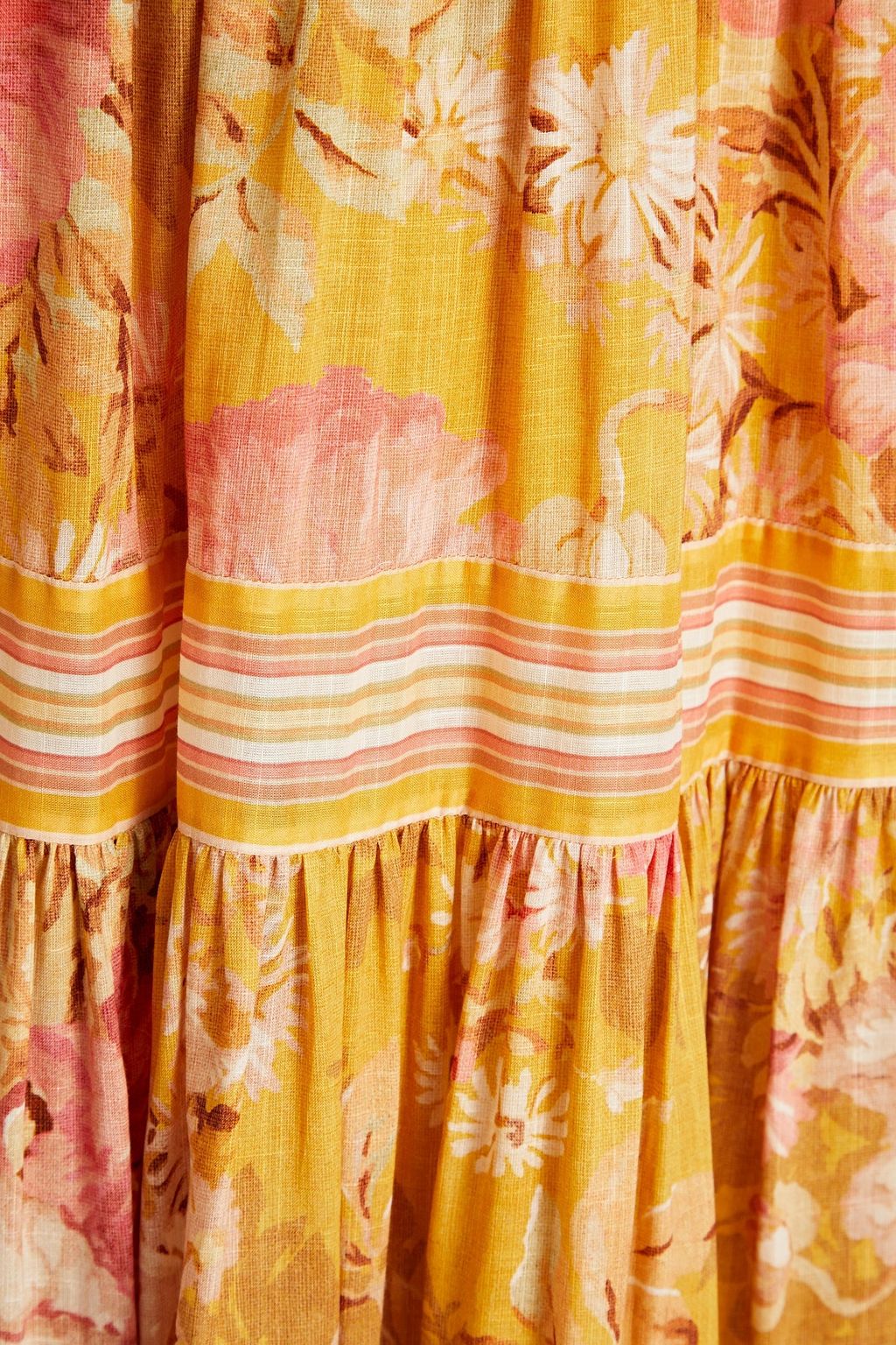 ZIMMERMANN Tiered striped cotton-gauze midi dress