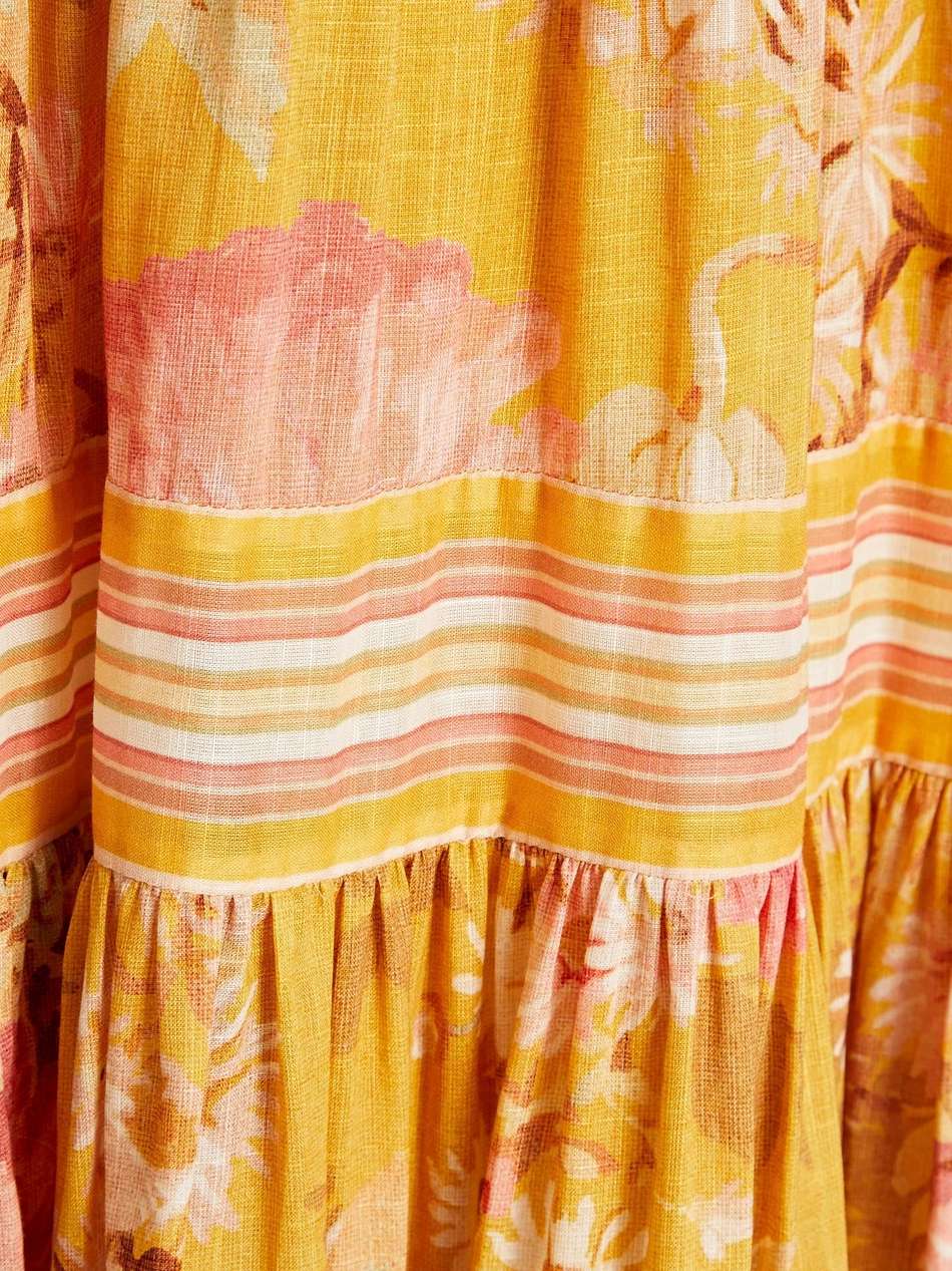 tiered floral-print cotton-gauze midi dress