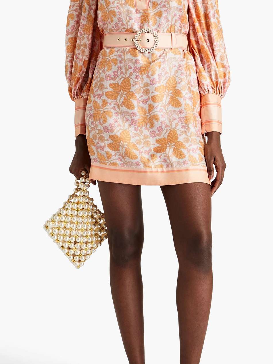 floral-print silk-twill mini shirt dress