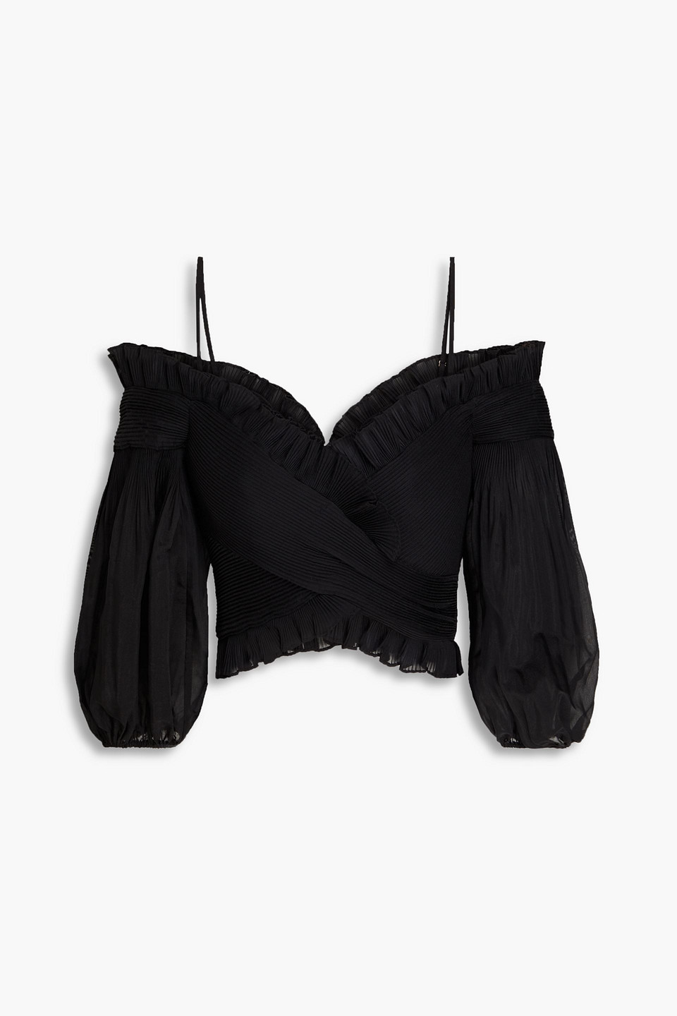 Zimmermann Plissiertes Oberteil Aus Organza Mit Cut-outs In Black
