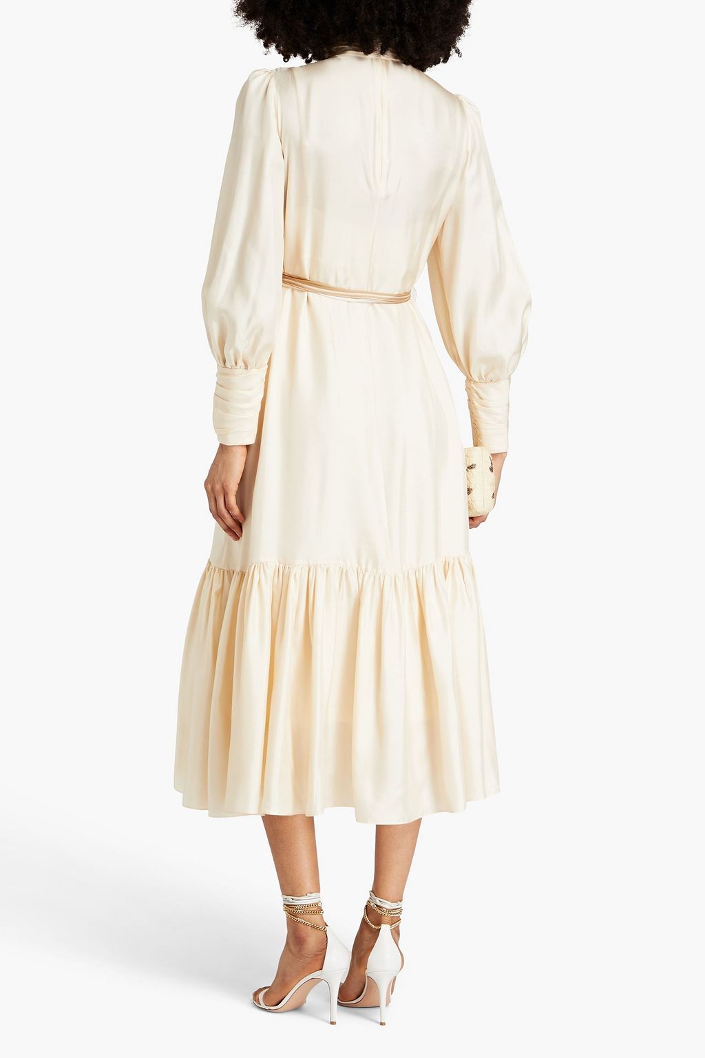 ZIMMERMANN Gathered silk-satin turtleneck midi dress