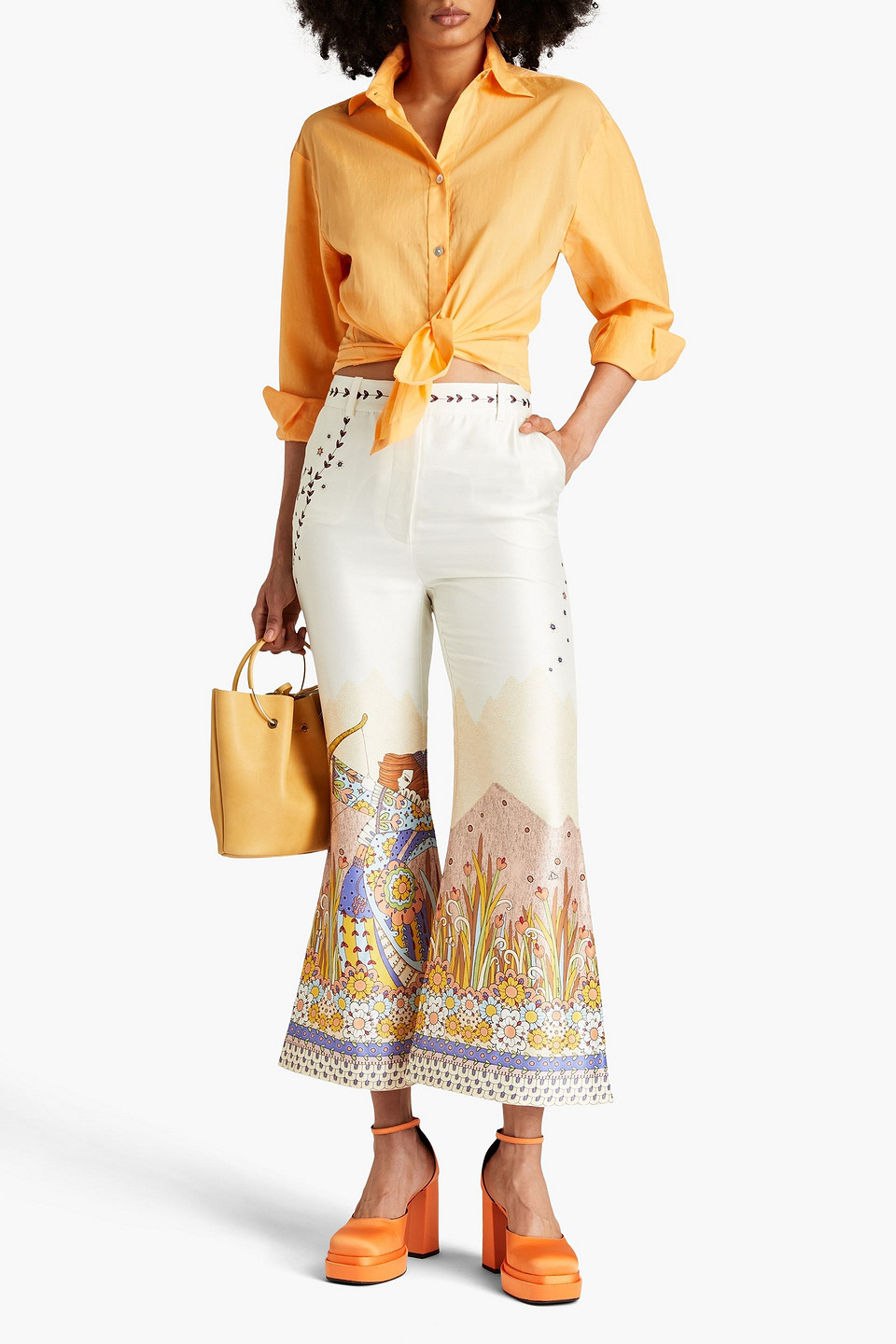 ZIMMERMANN PRINTED SILK CREPE DE CHINE KICK-FLARE PANTS 3074457345638223651