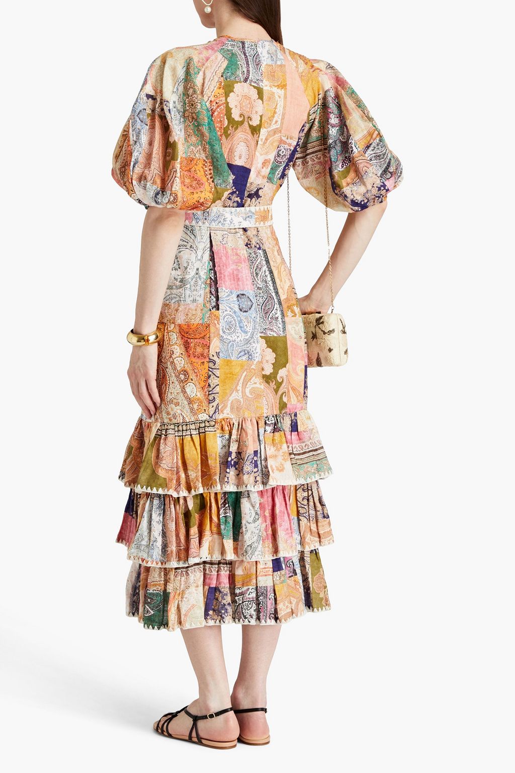 ZIMMERMANN Ruffled printed linen midi dress