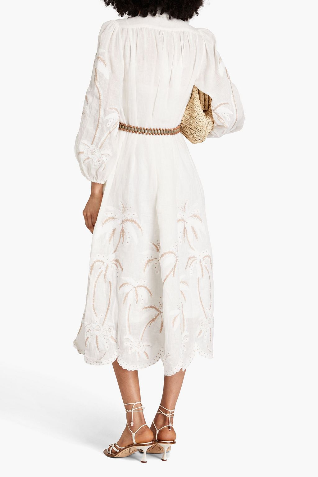 ZIMMERMANN Embellished linen midi dress