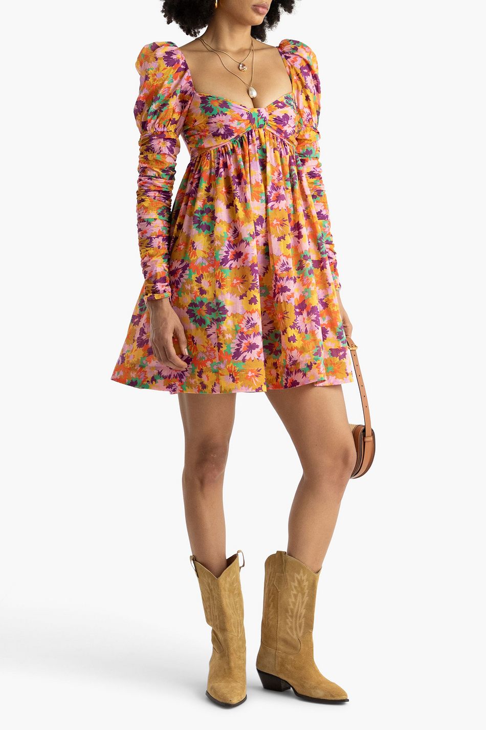 ZIMMERMANN Ruched floralprint cottonvoile mini dress THE