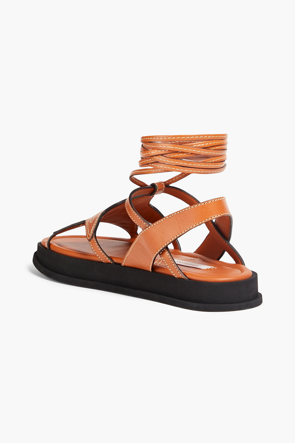 Shop Zimmermann Topstitched Leather Sandals In Tan