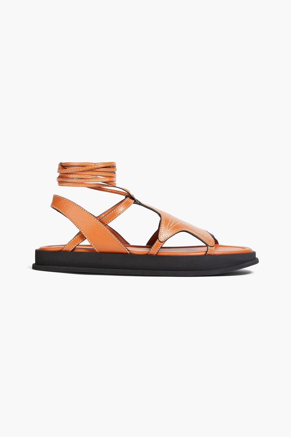 Zimmermann Topstitched Leather Sandals In Tan