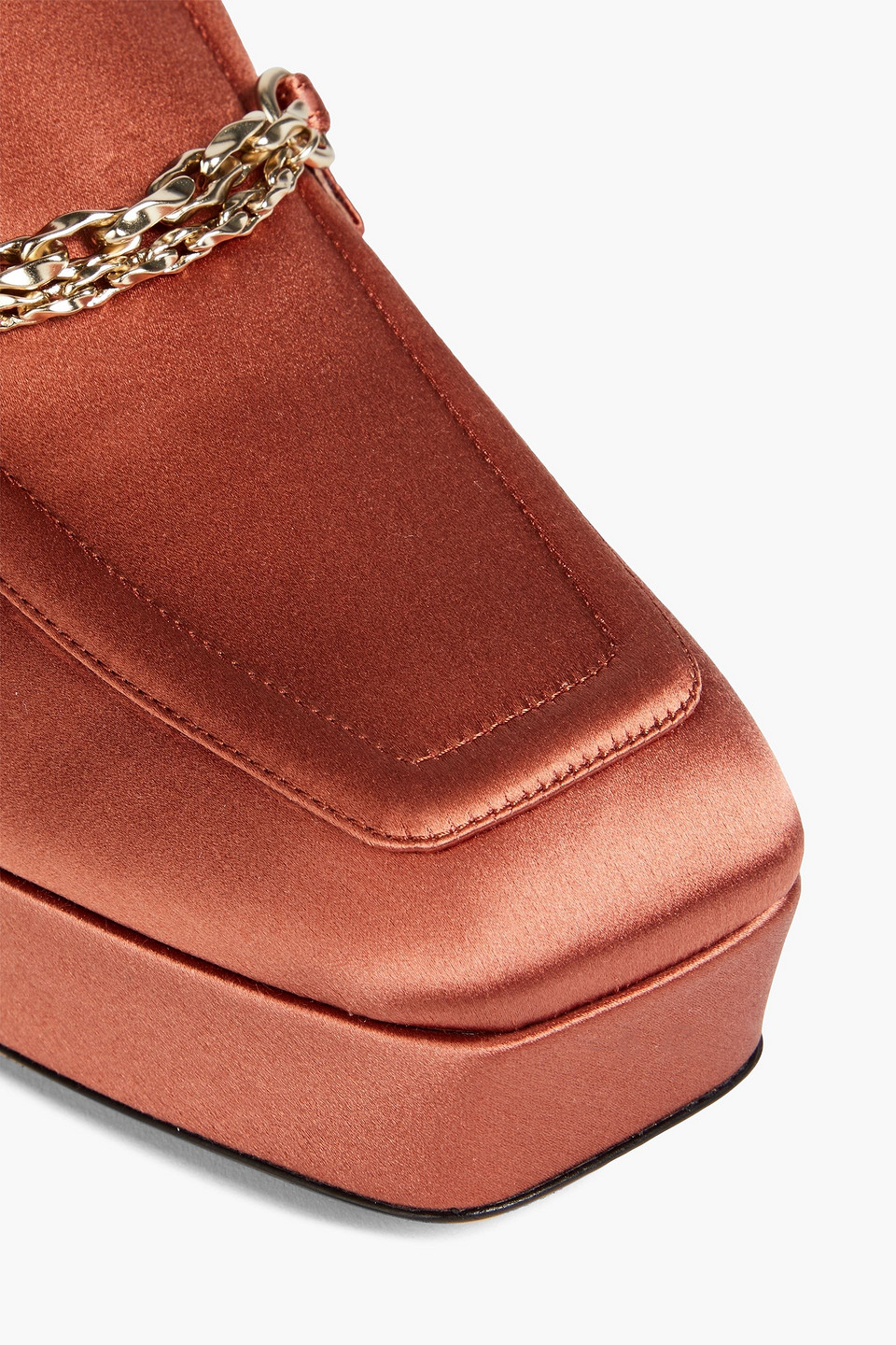 Shop Zimmermann Chain-embellished Satin Platform Loafers In Copper