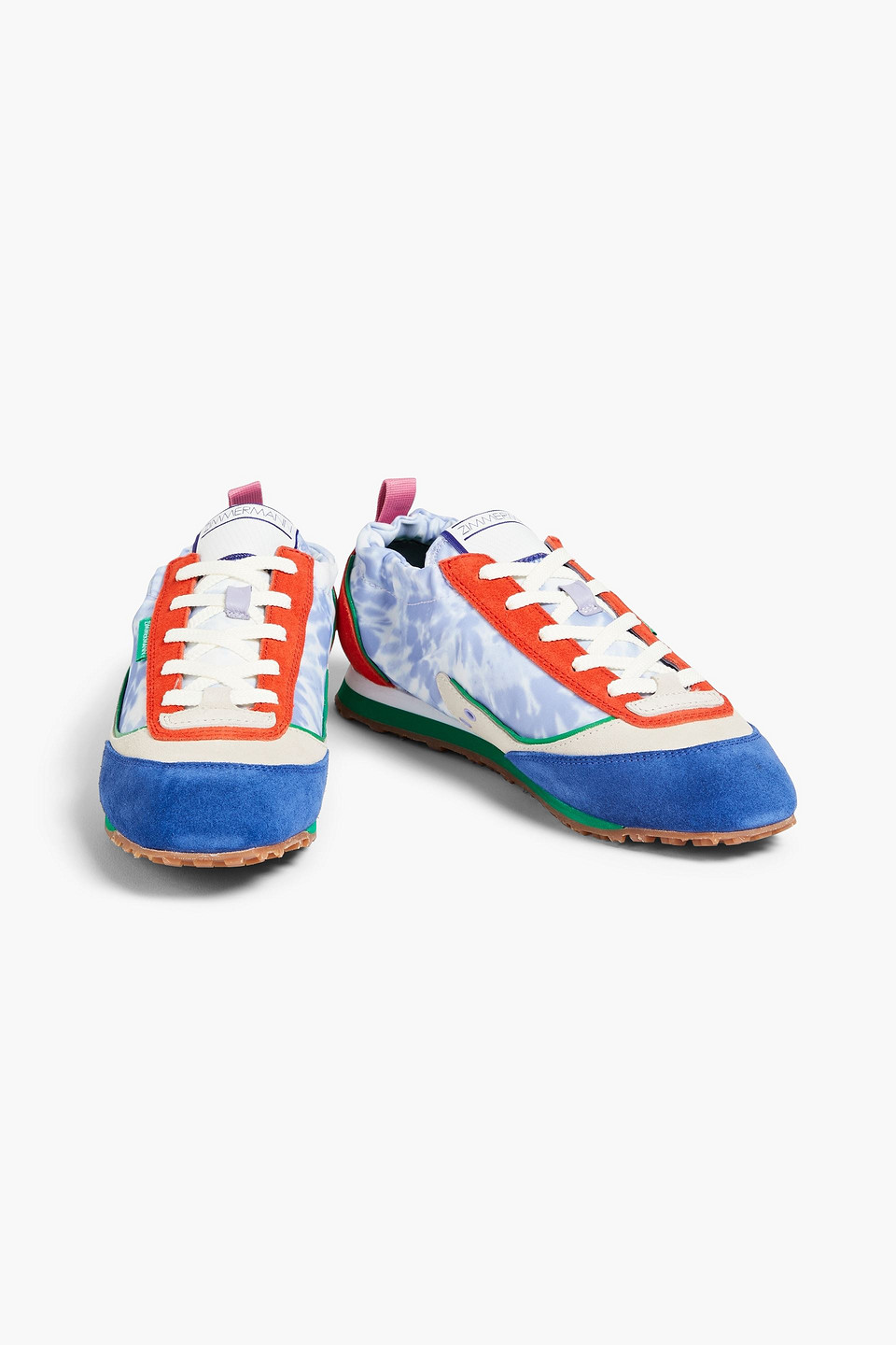 Shop Zimmermann Tie-dyed Twill And Suede Sneakers In Blue