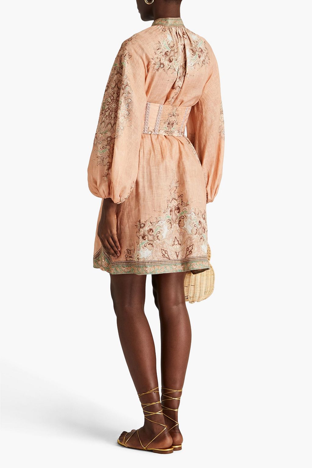 ZIMMERMANN Belted printed linen mini dress