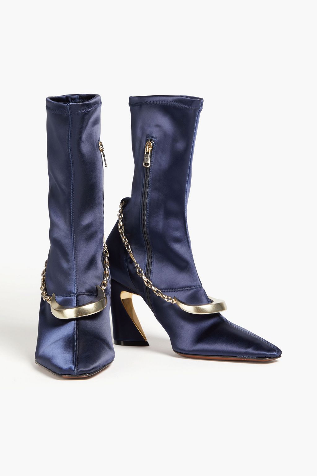 ZIMMERMANN Chain-trimmed satin ankle boots | THE OUTNET