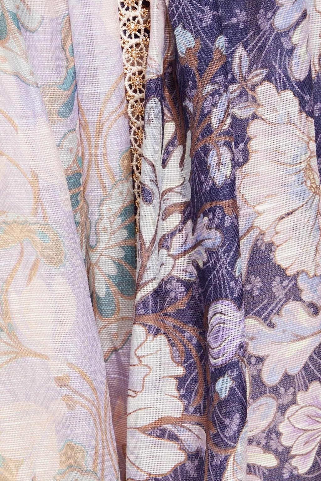 ZIMMERMANN Geraffter Minirock aus einer Leinen-Seidenmischung mit floralem Print