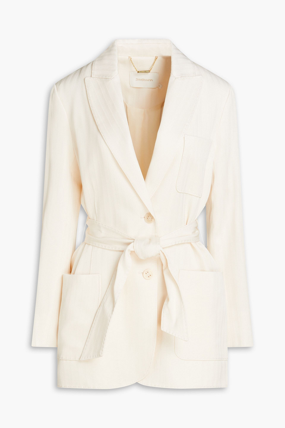 Zimmermann Gestreifter Blazer Aus Twill In Ecru