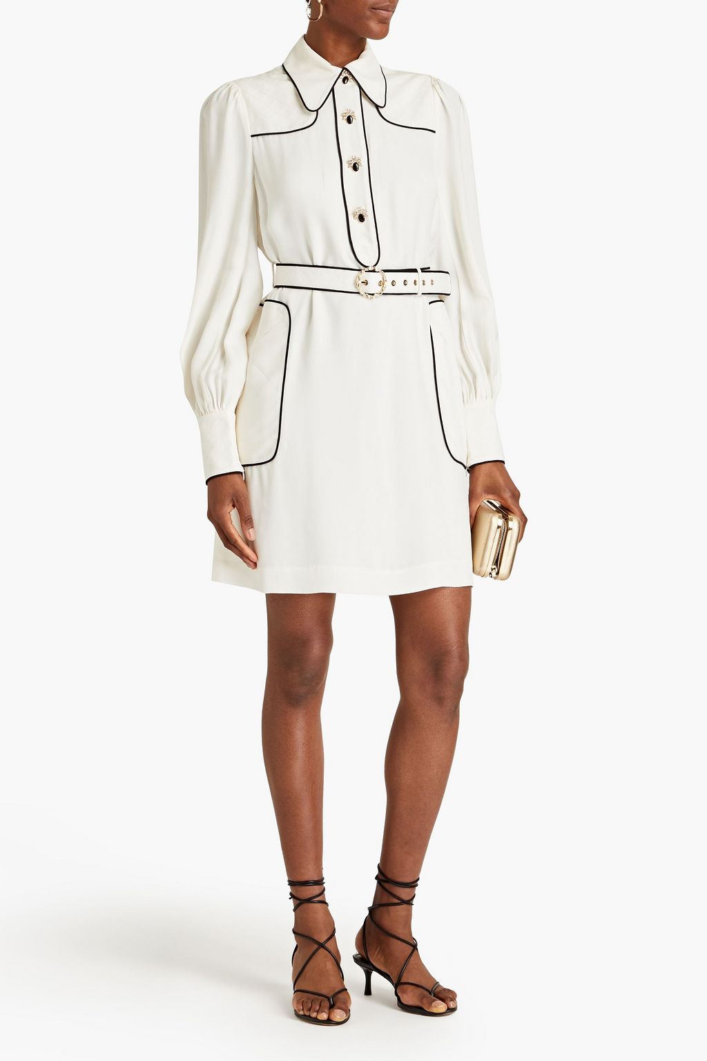 ZIMMERMANN Piped crepe mini shirt dress