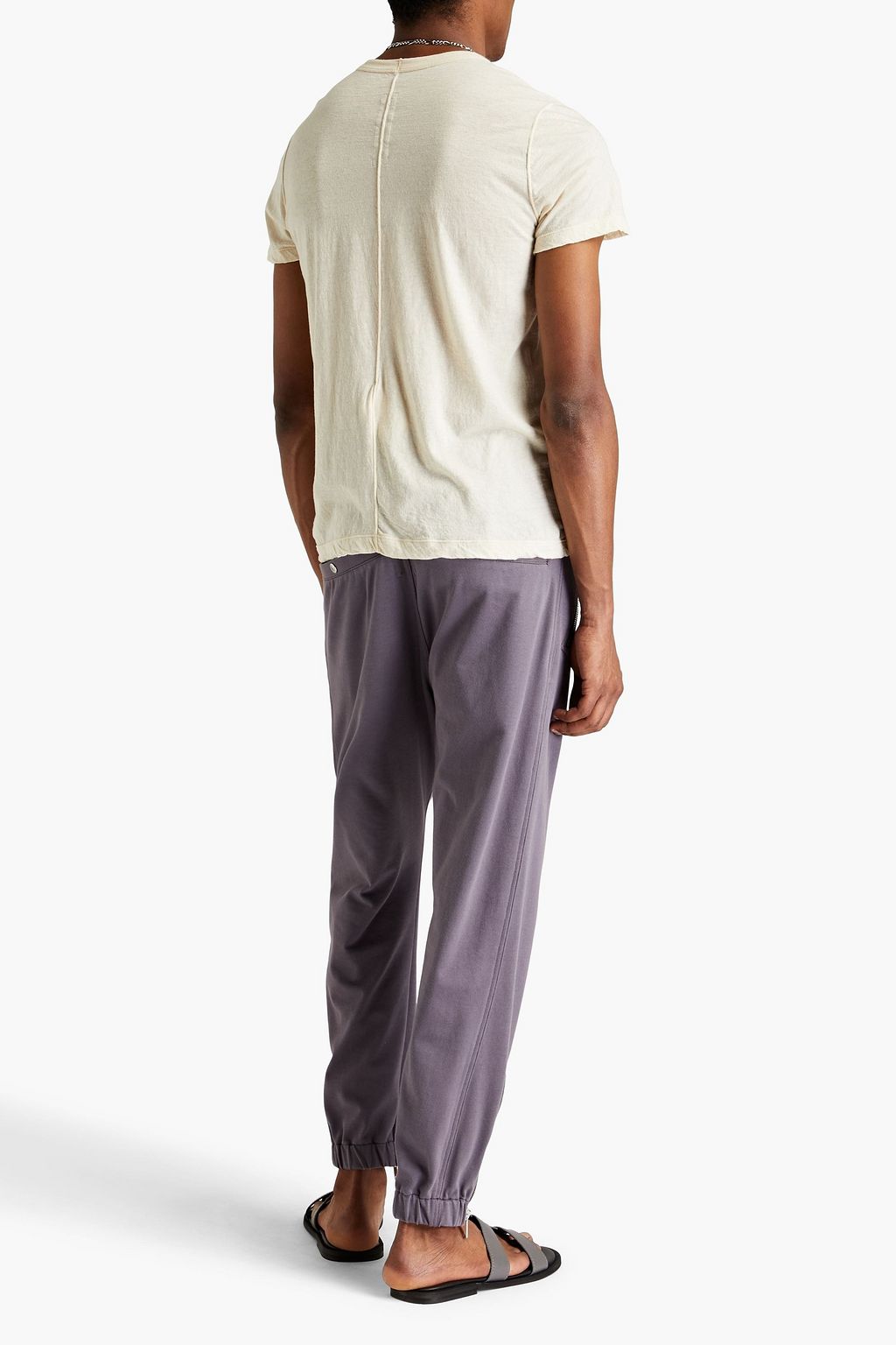 RICK OWENS 지퍼 디테일 코튼 혼방 캔버스 트랙 팬츠