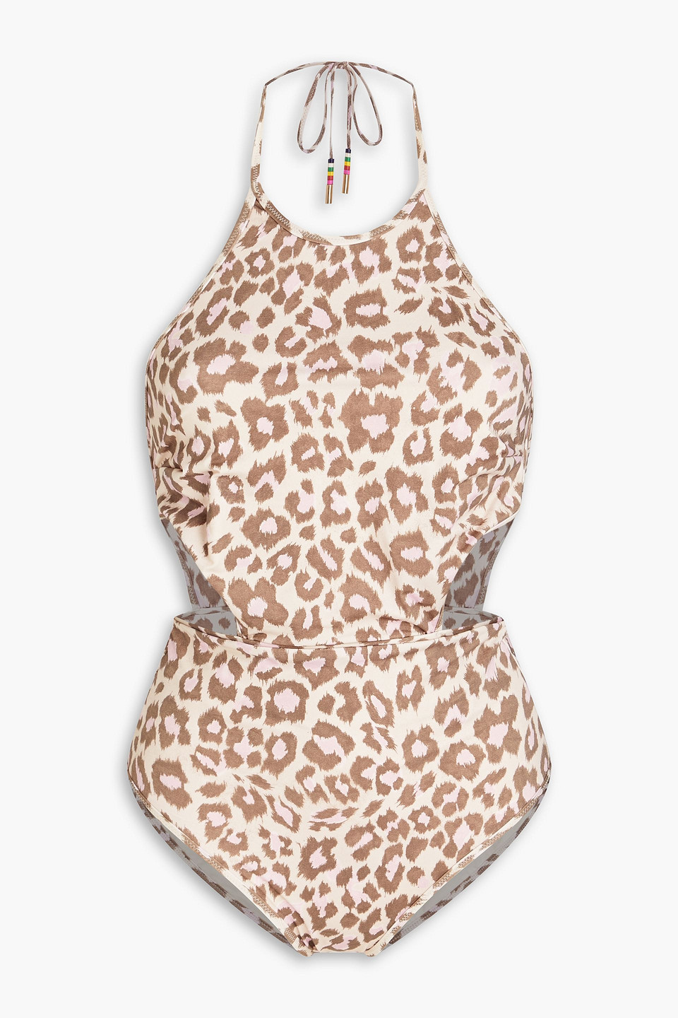 Zimmermann Cutout Leopard-print Halterneck Swimsuit In Animal Print