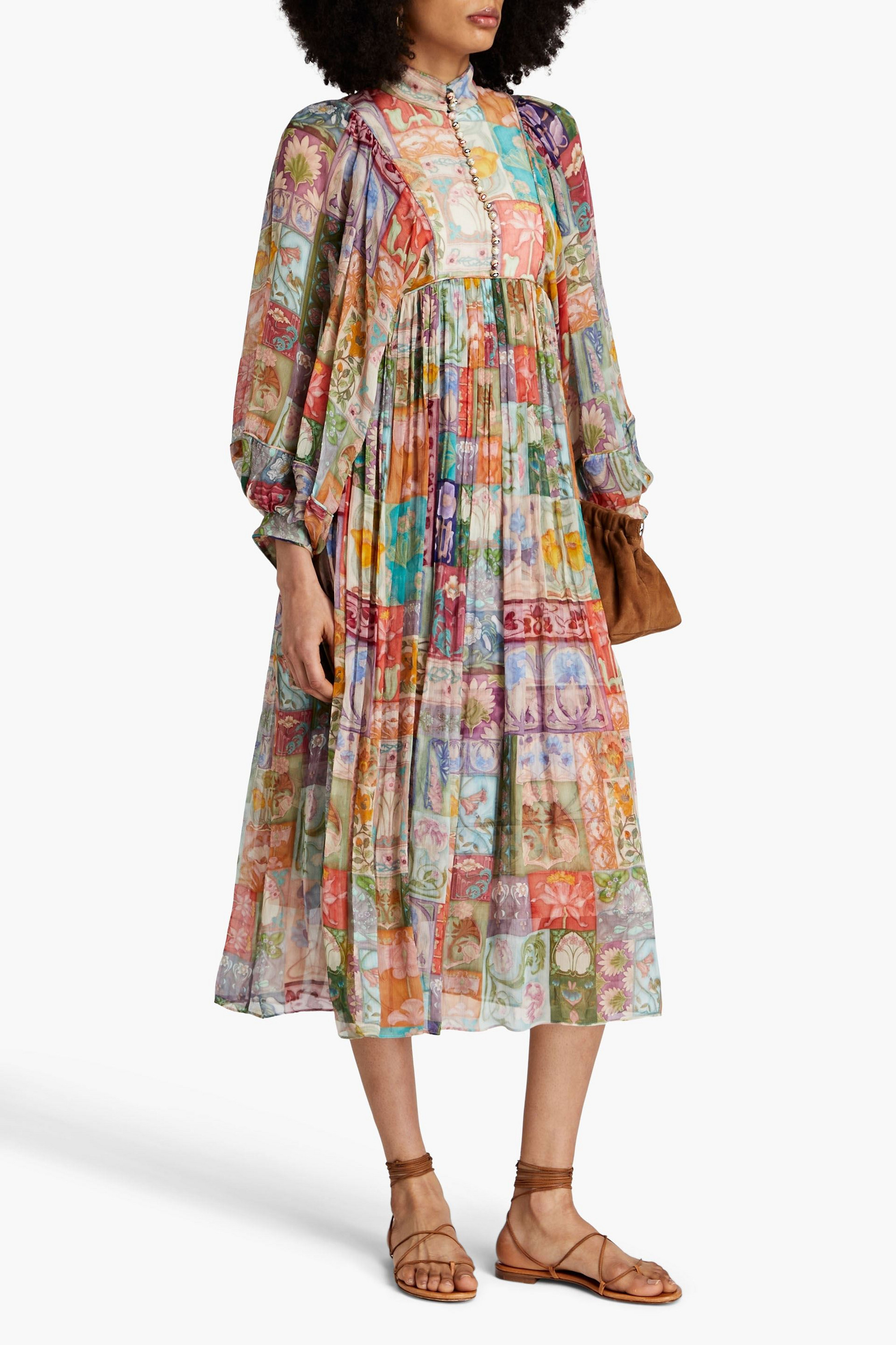 Zimmermann Gathered floral-print georgette midi dress