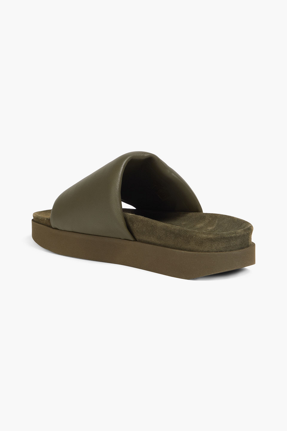 Shop Zimmermann Padded Leather Slides In Army Green