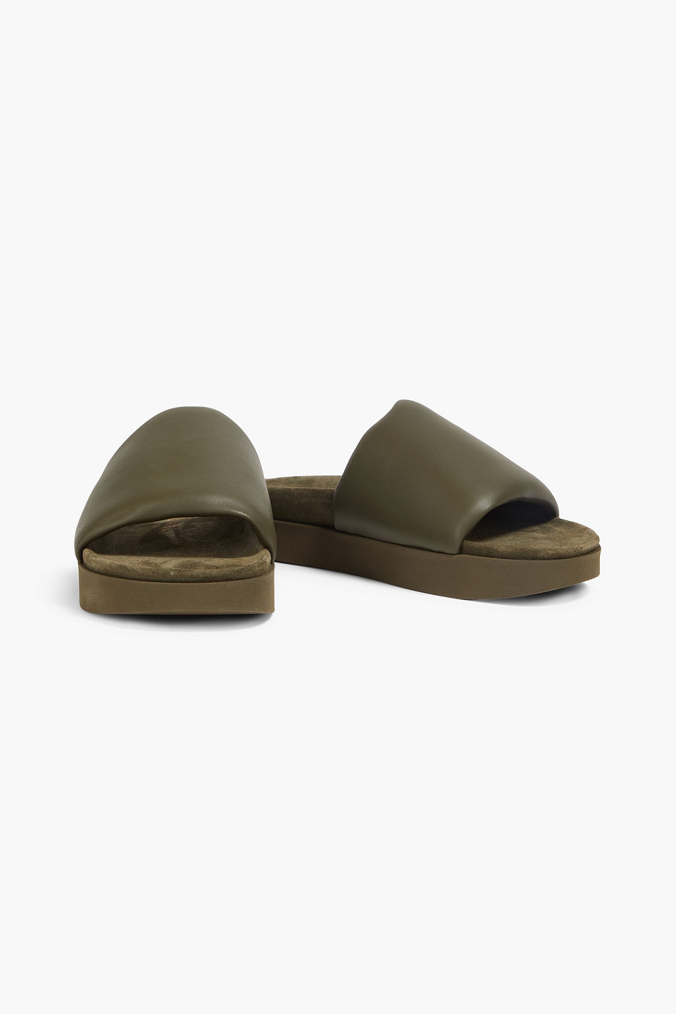 Shop Zimmermann Padded Leather Slides In Army Green