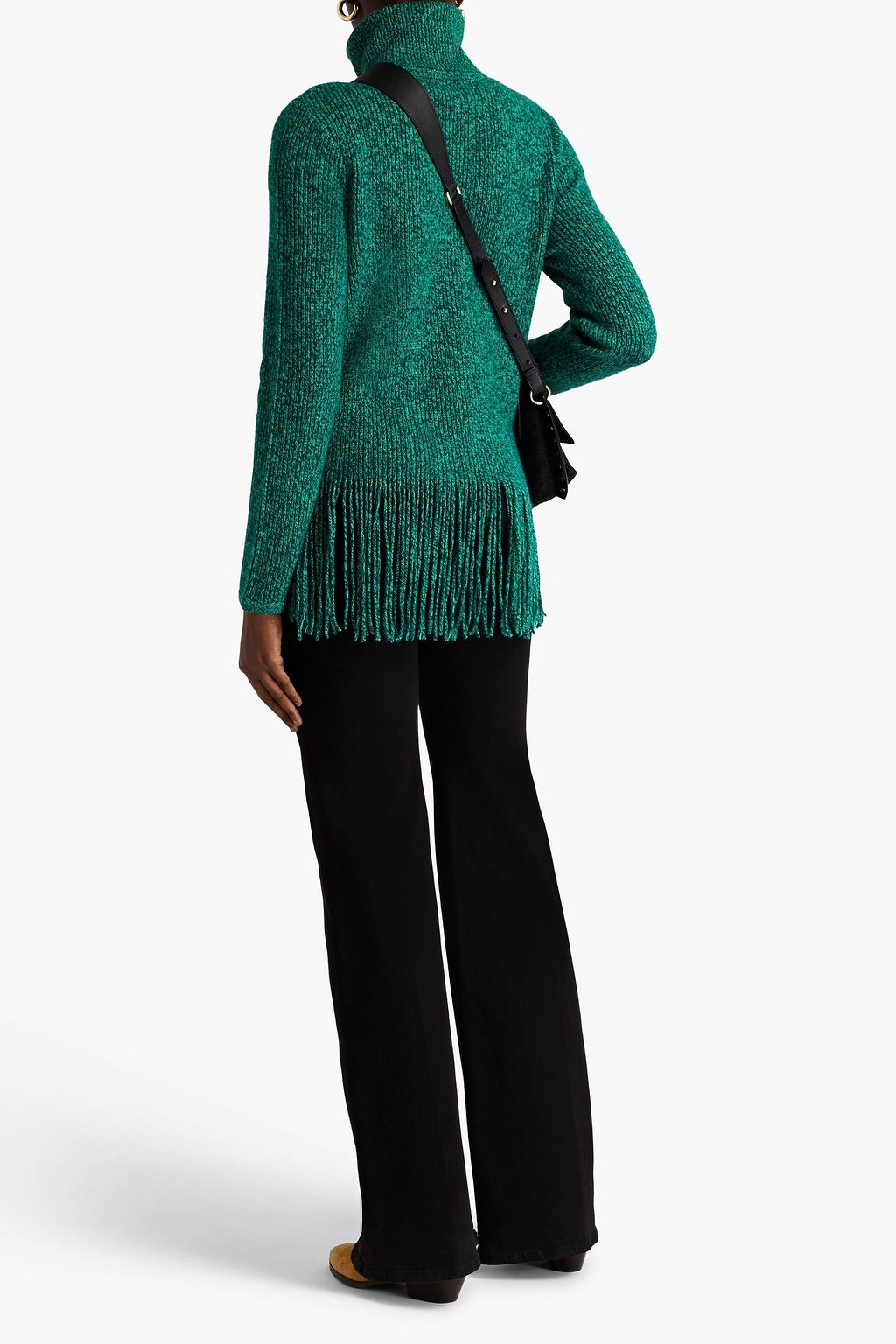 ZIMMERMANN Fringed ribbed cashmere and merino wool-blend turtleneck sweater