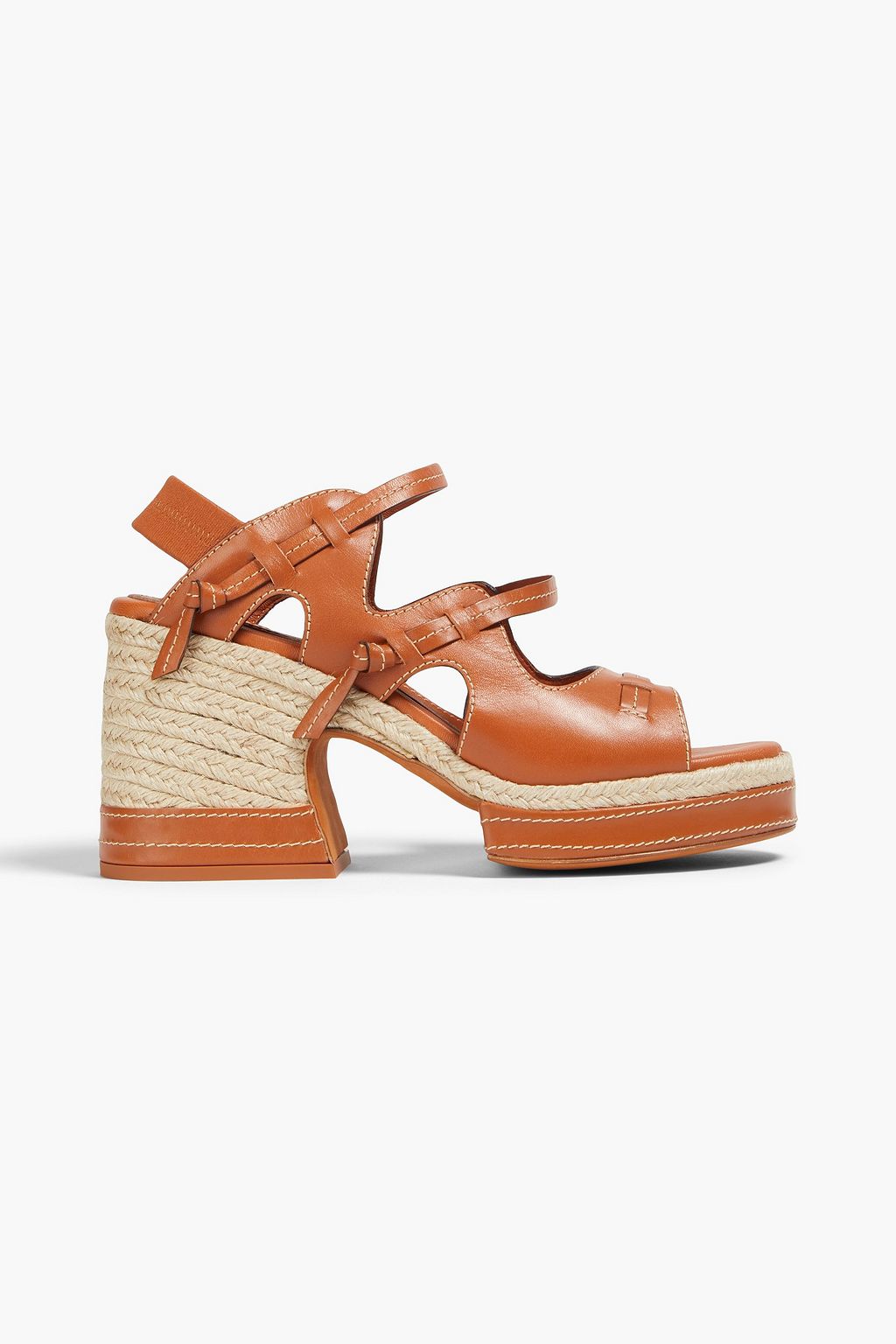 ZIMMERMANN Topstitched leather espadrille sandals THE OUTNET