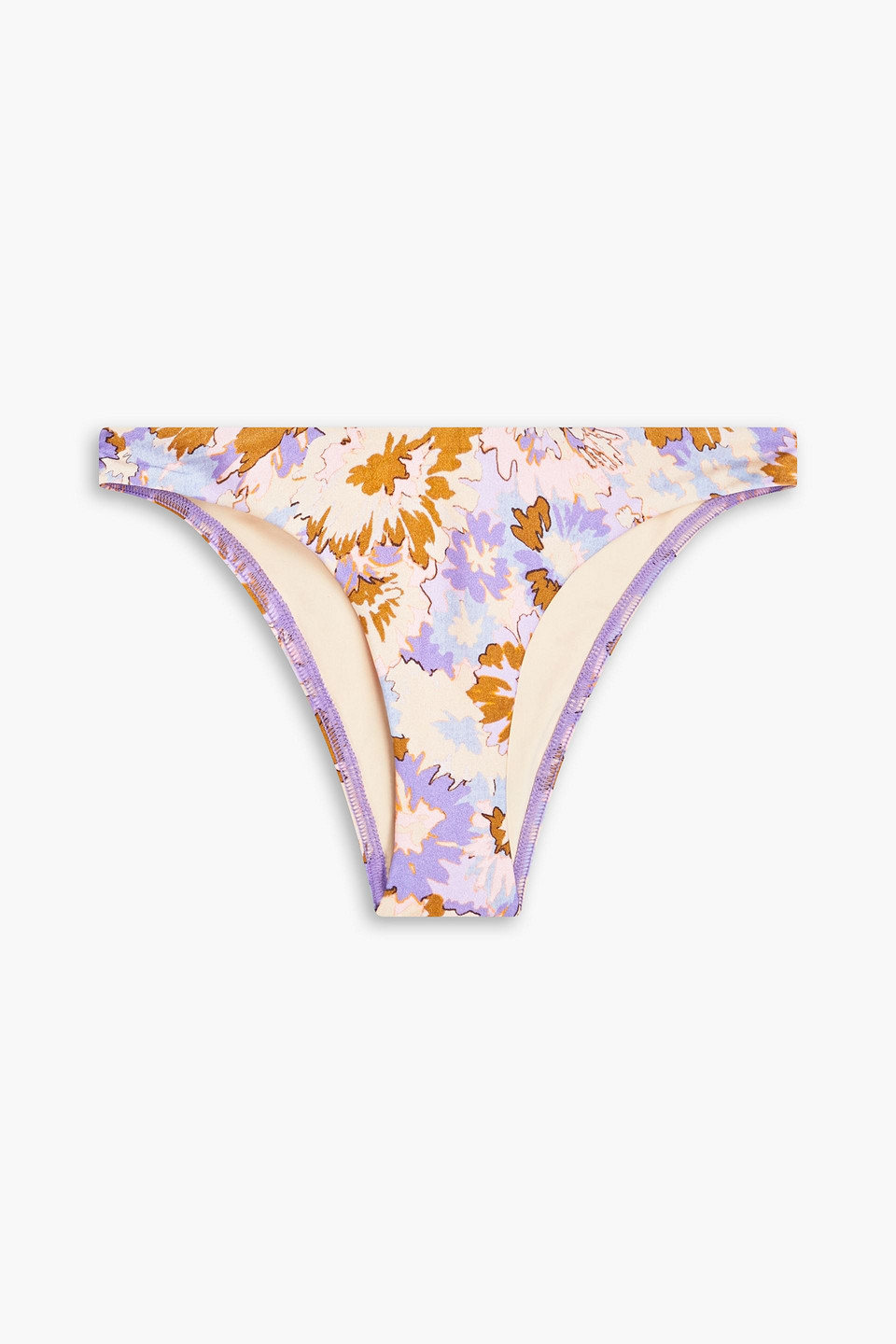 Zimmermann Printed High-rise Bikini Briefs In Purple