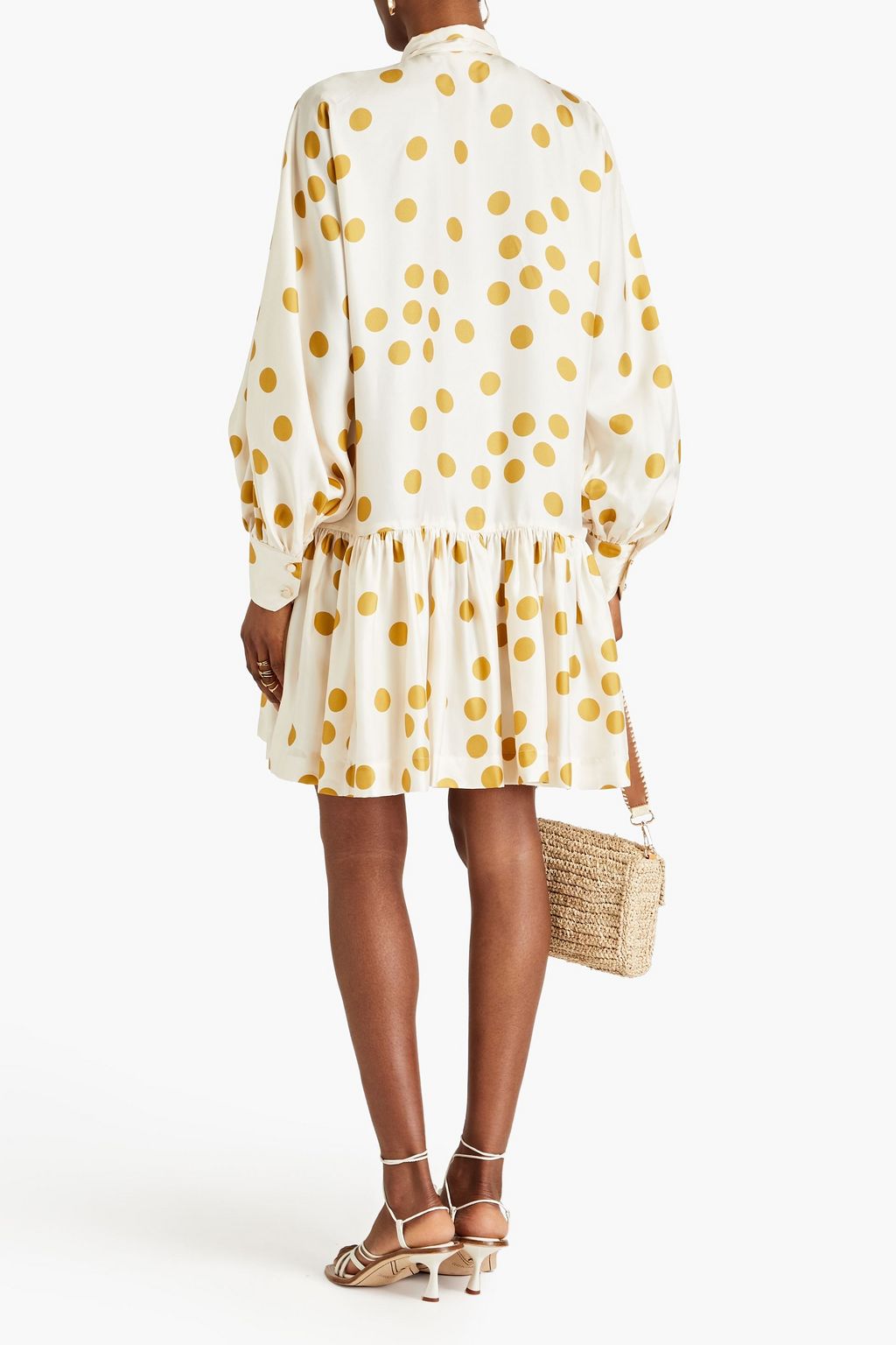 ZIMMERMANN Pussy-bow polka-dot silk-satin mini dress