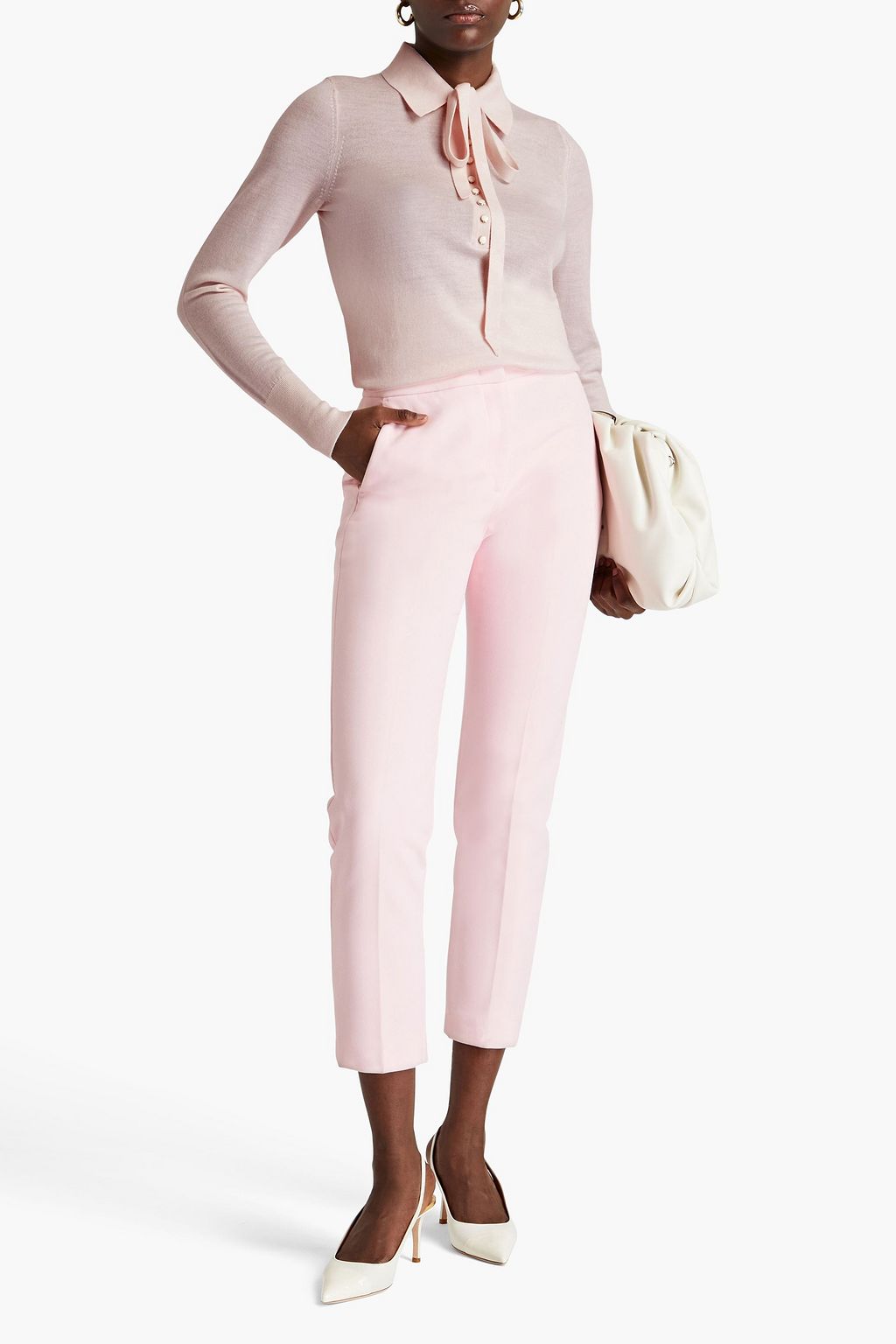 ZIMMERMANN Pussy-bow merino wool polo sweater