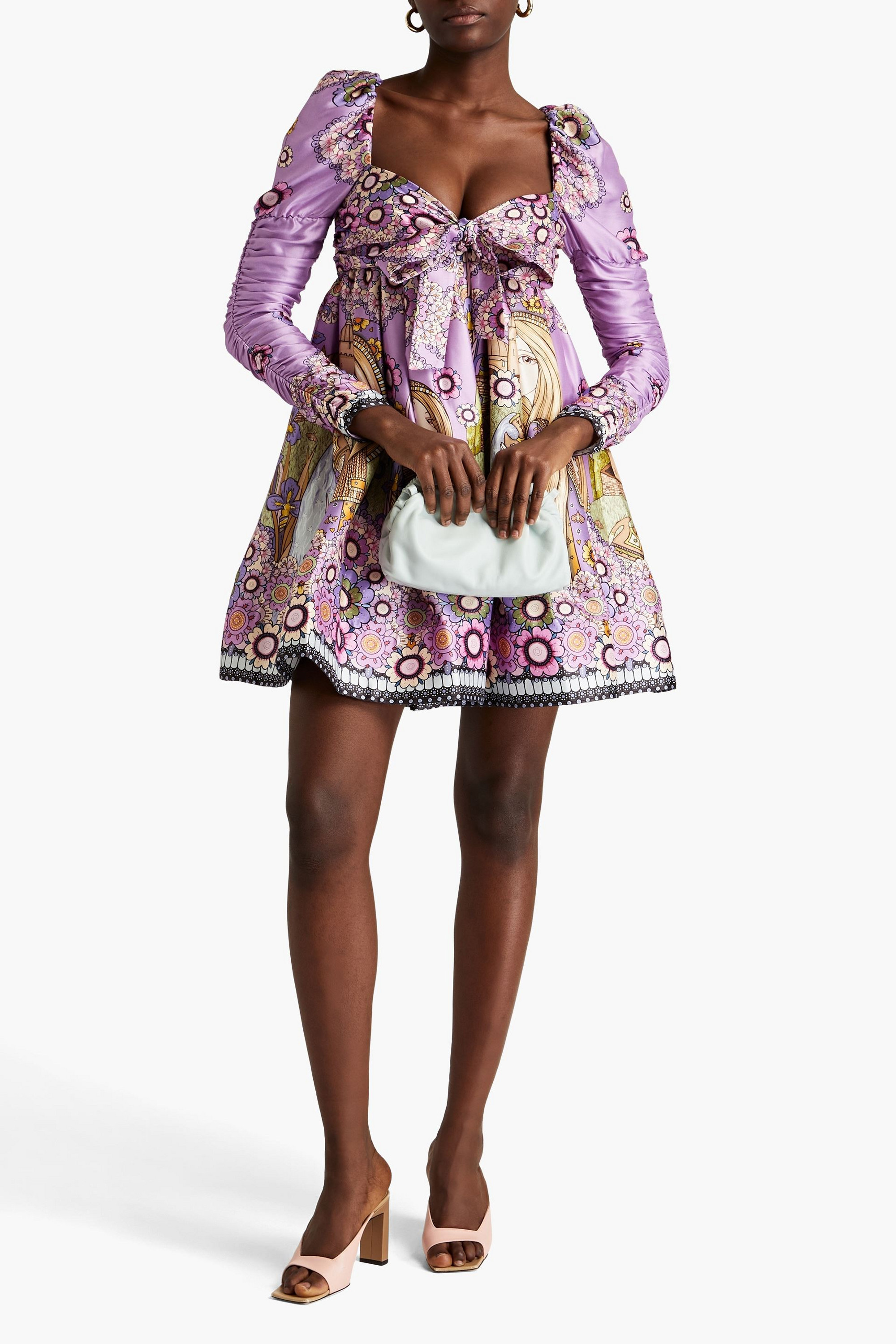 Zimmermann Knotted printed silk mini dress