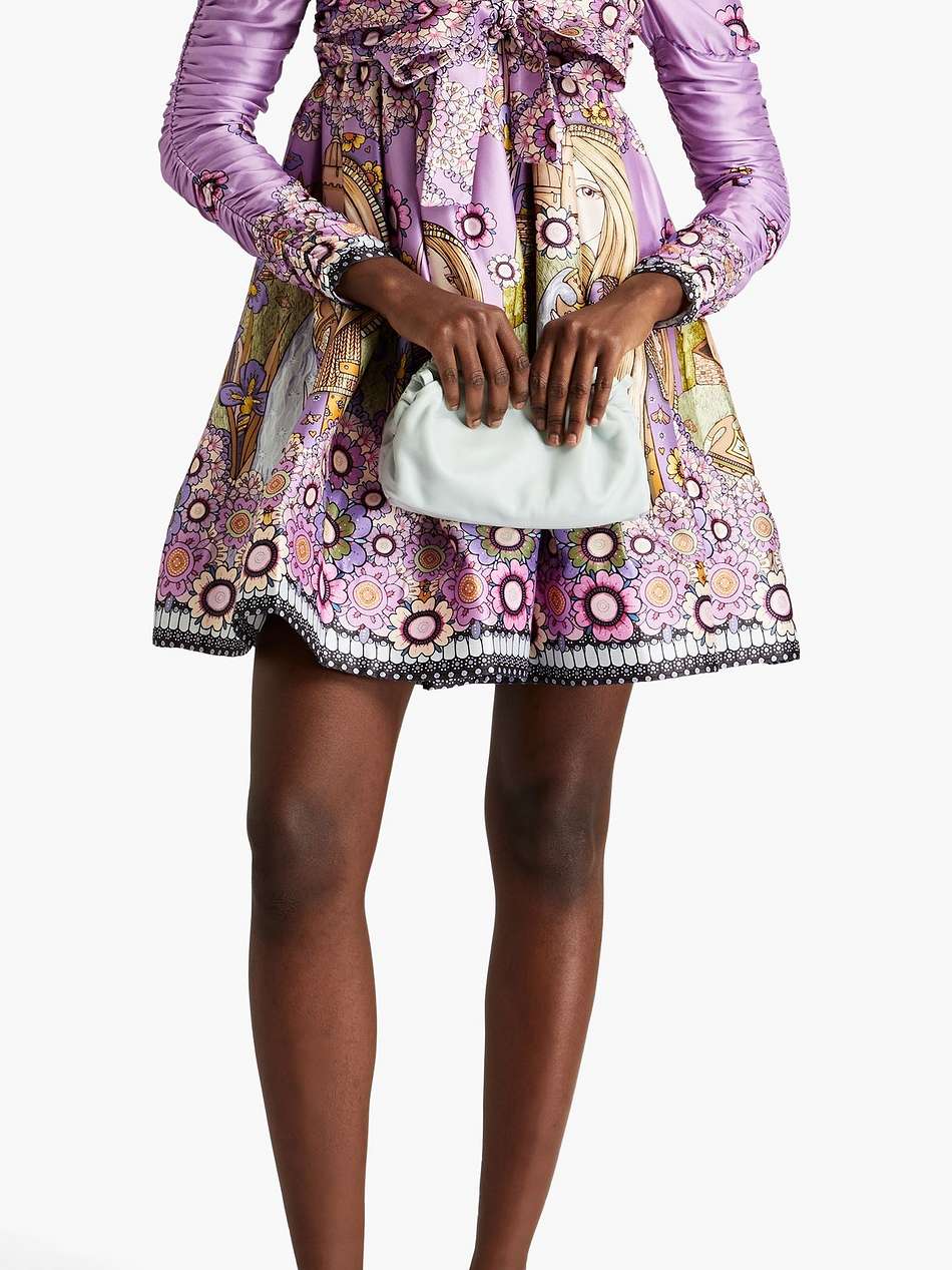 knotted printed silk mini dress