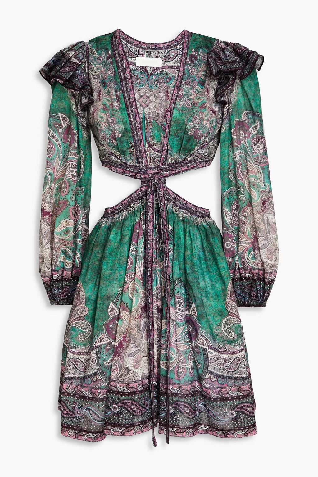 ZIMMERMANN Cutout paisley-print cotton mini dress