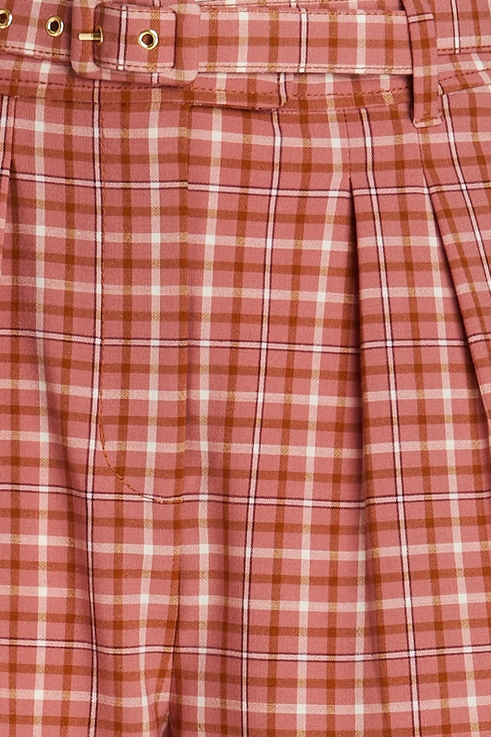 Shop Zimmermann Belted Checked Jacquard Shorts In Antique Rose