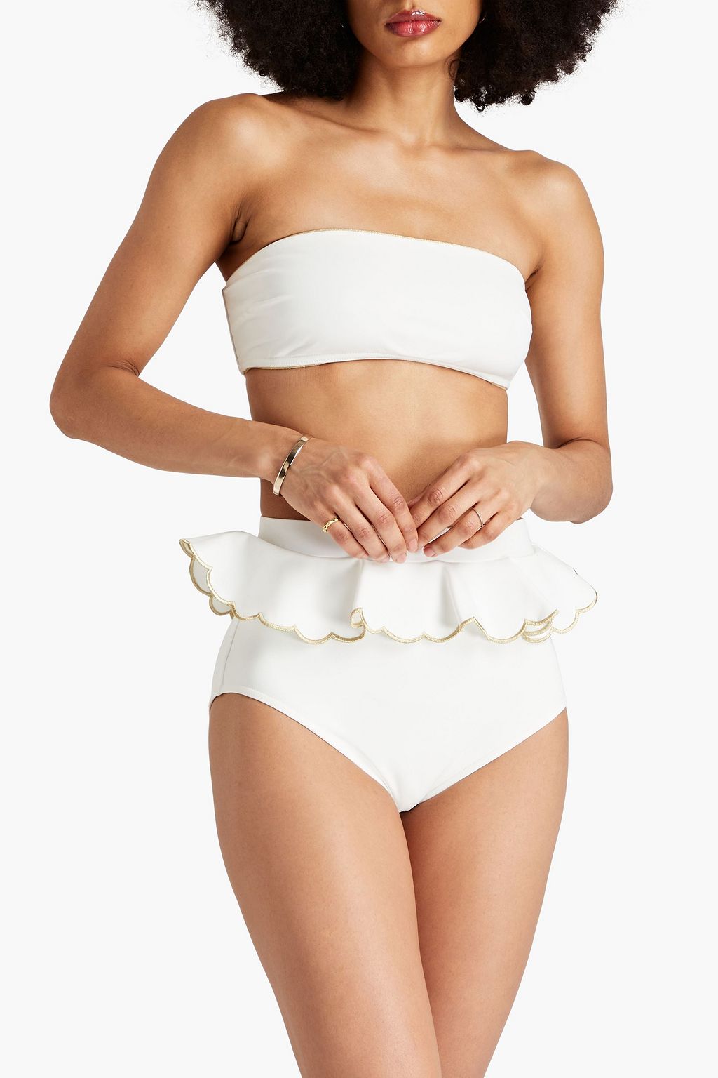 ZIMMERMANN Scalloped ruffled bandeau bikini