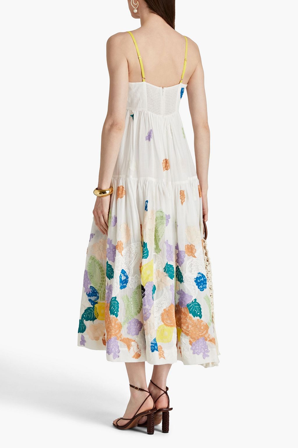 ZIMMERMANN Lace-trimmed ramie midi dress