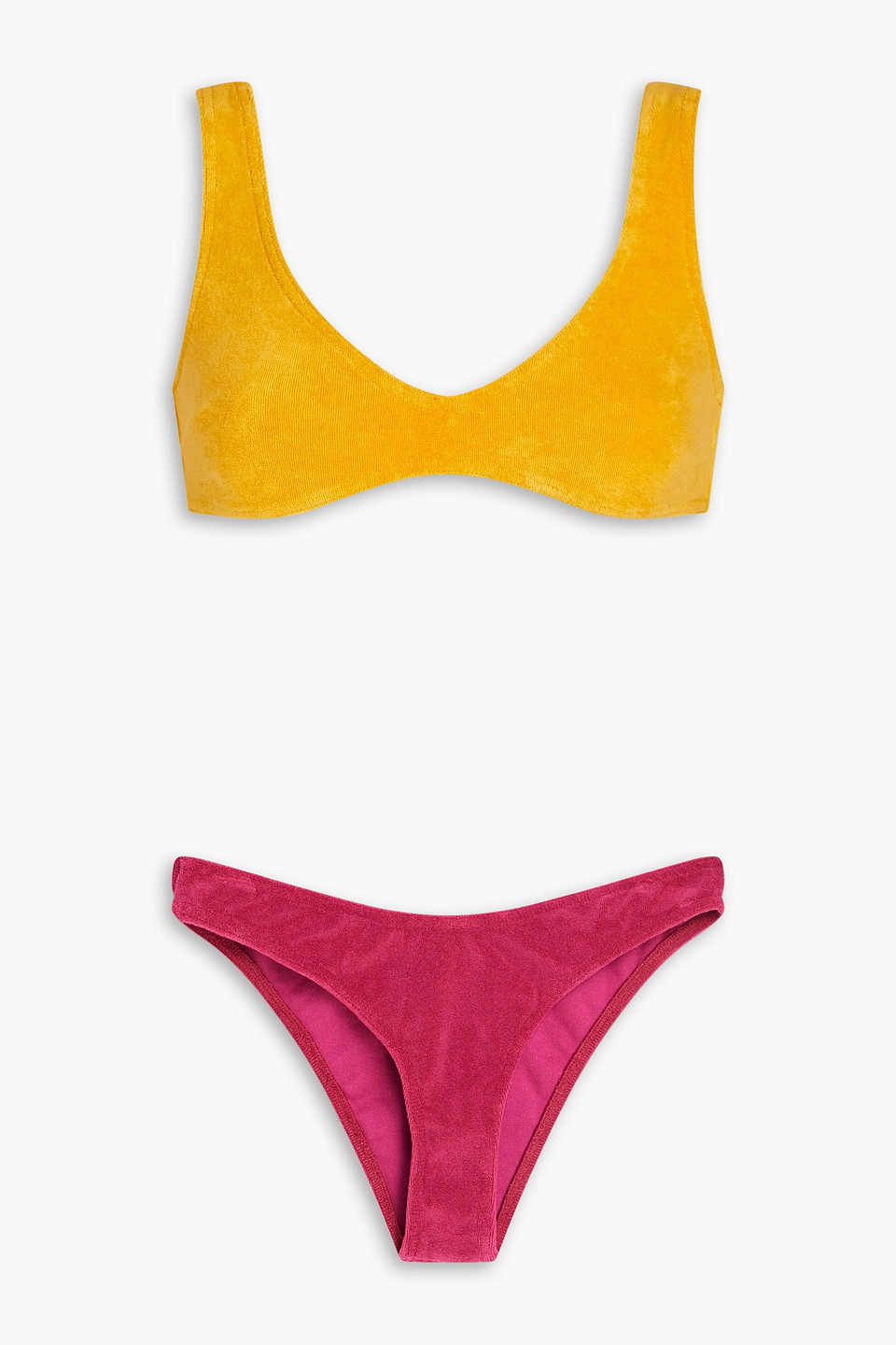 Zimmermann Cotton-blend Terry Bikini In Saffron