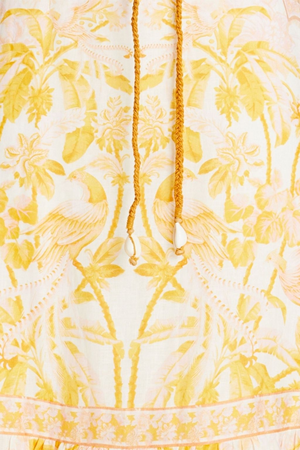 ZIMMERMANN Belted printed linen midi skirt