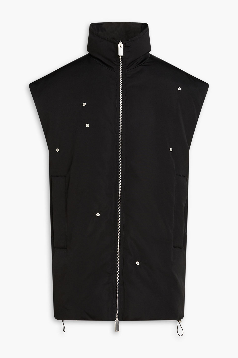 Embellished knit-paneled shell vest