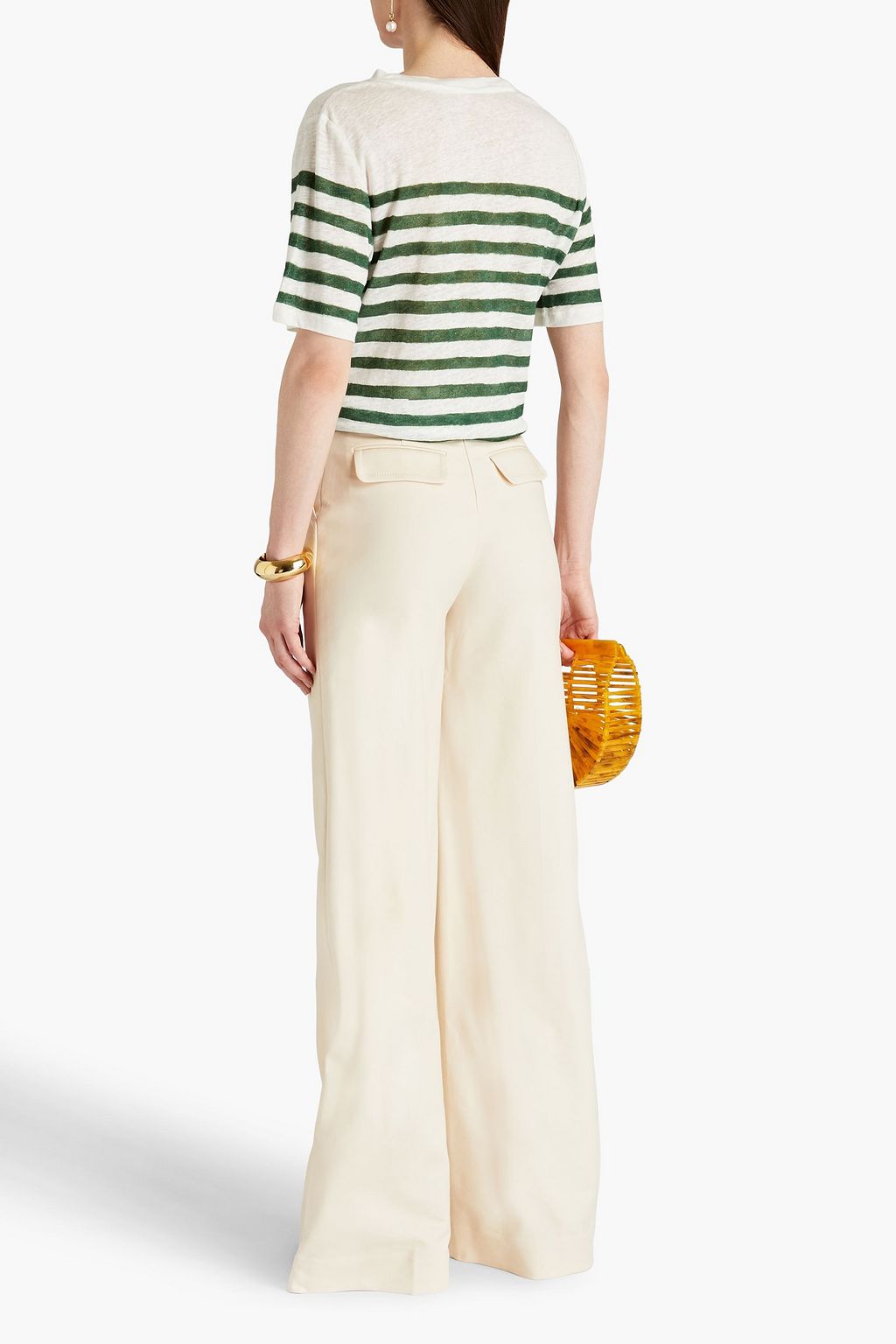 ZIMMERMANN Button-embellished cotton-blend wide-leg pants