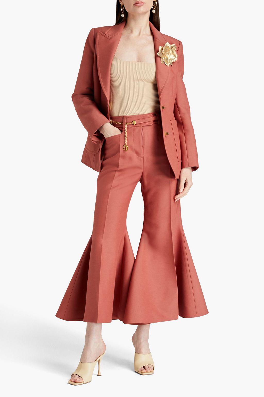 ZIMMERMANN Cropped wool-blend flared pants
