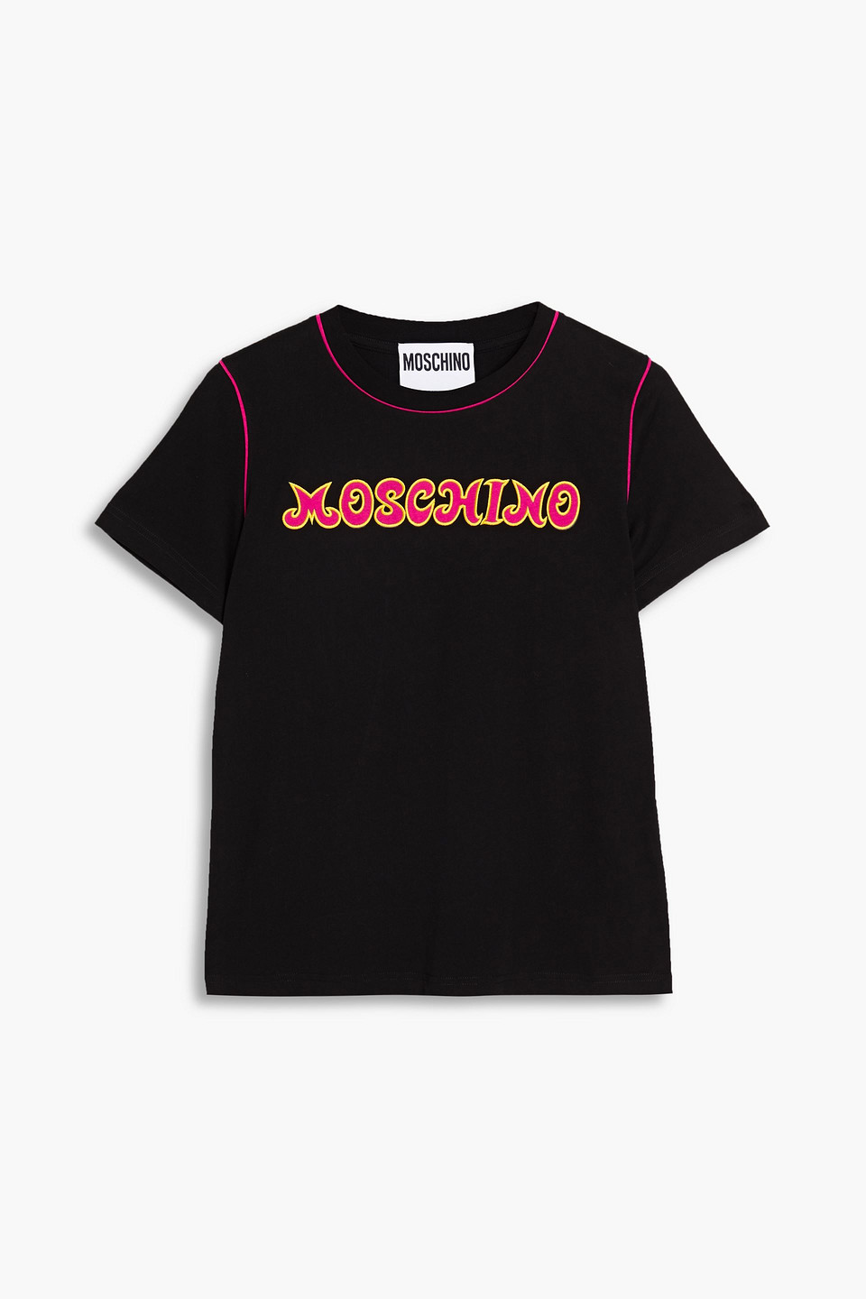 Moschino Embroidered Cotton-jersey T-shirt In Black