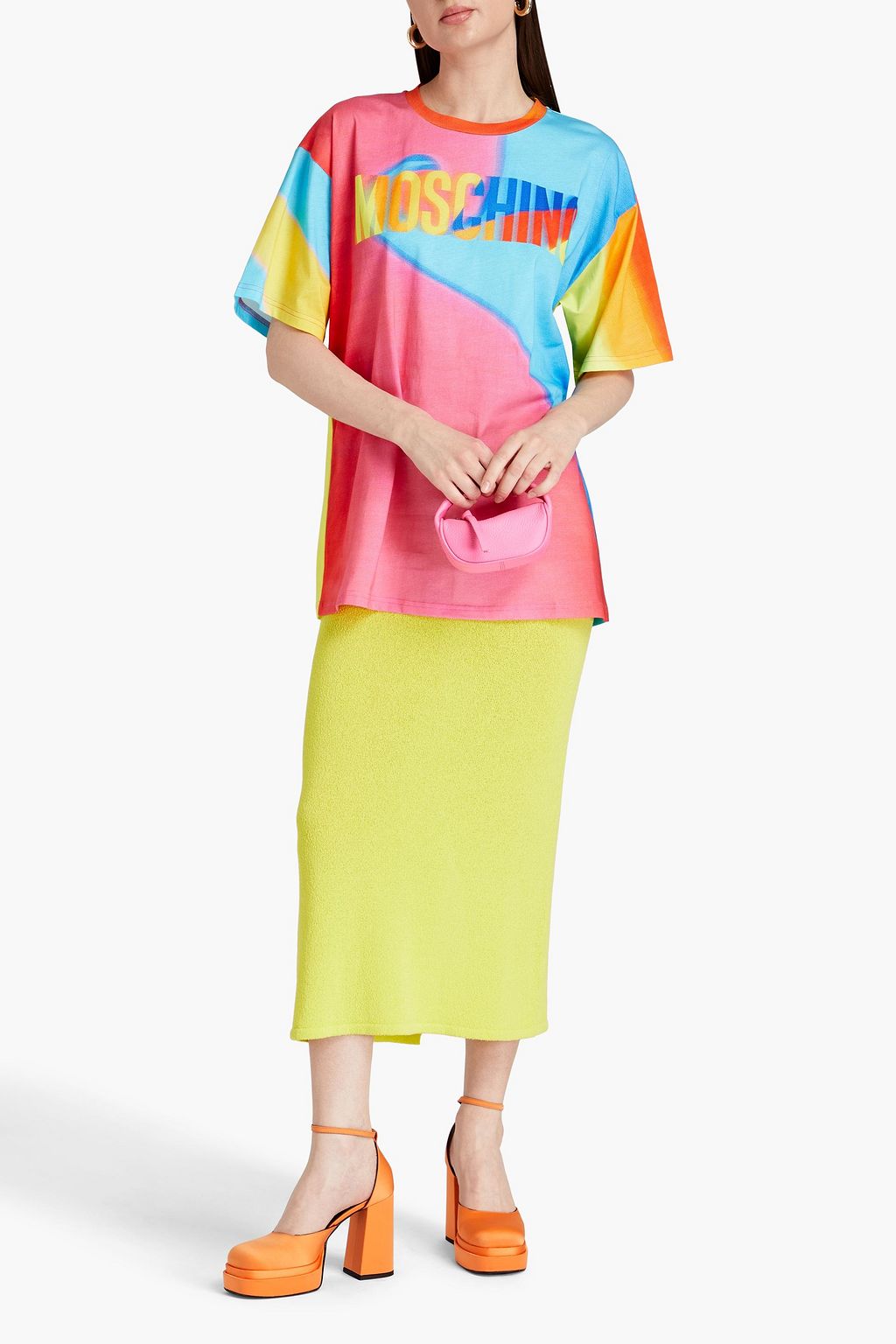 MOSCHINO تيشيرت من الجيرسيه القطني مزين بطبعات