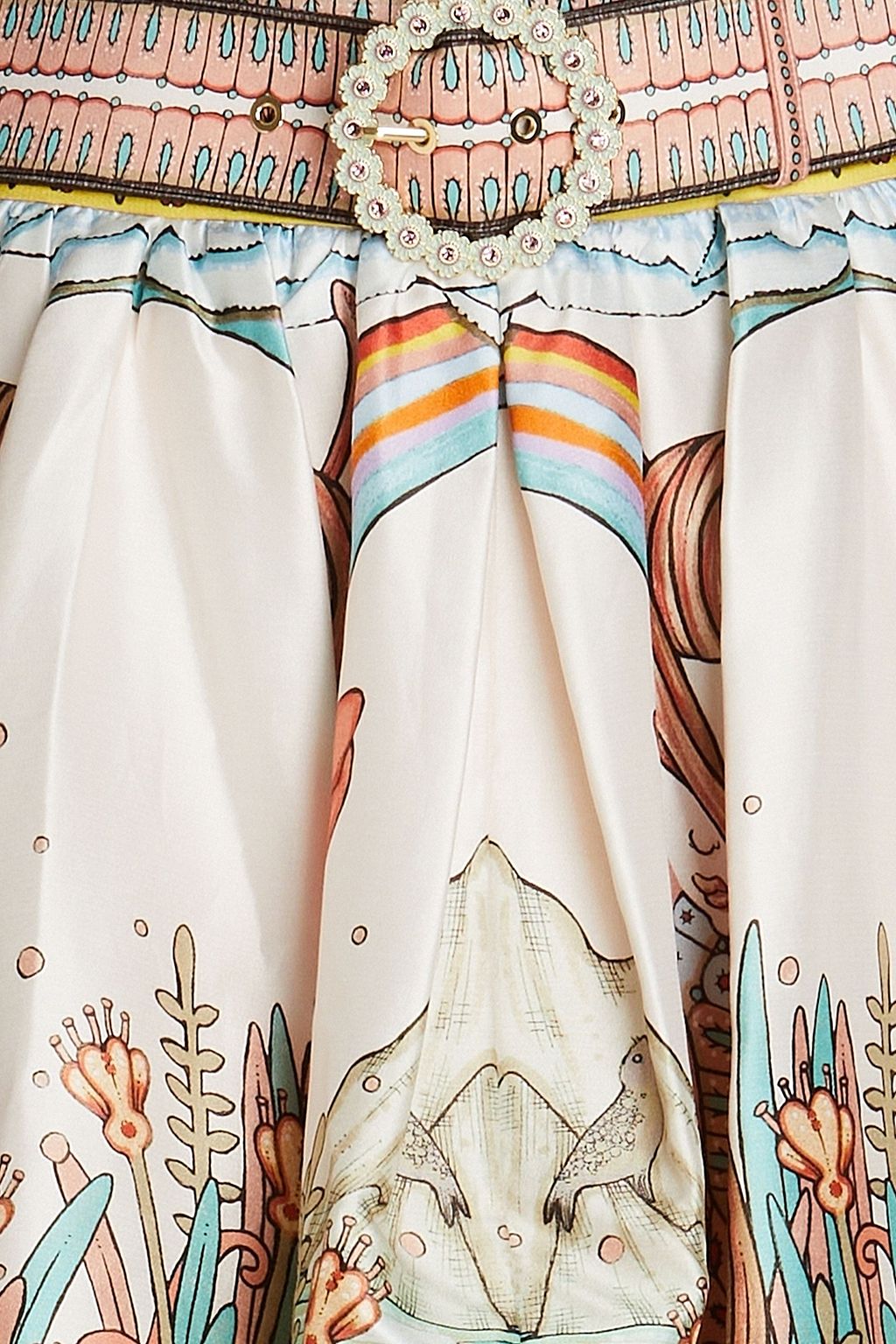 ZIMMERMANN Belted printed silk mini skirt