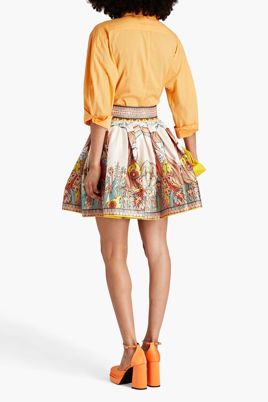 ZIMMERMANN Belted printed silk mini skirt