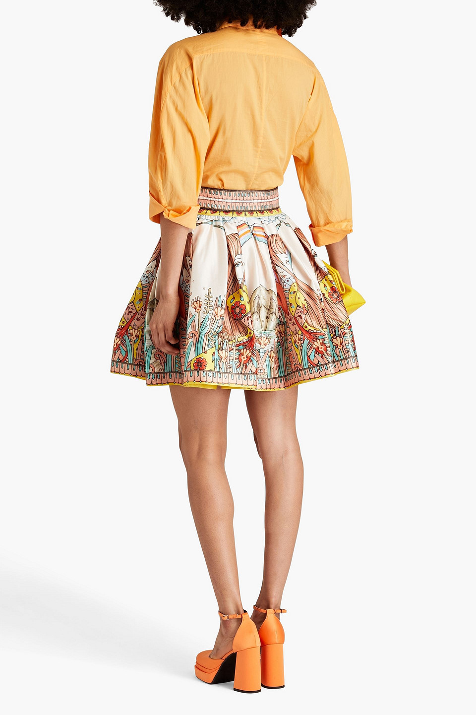 Shop Zimmermann Belted Printed Silk Mini Skirt In Pastel Pink