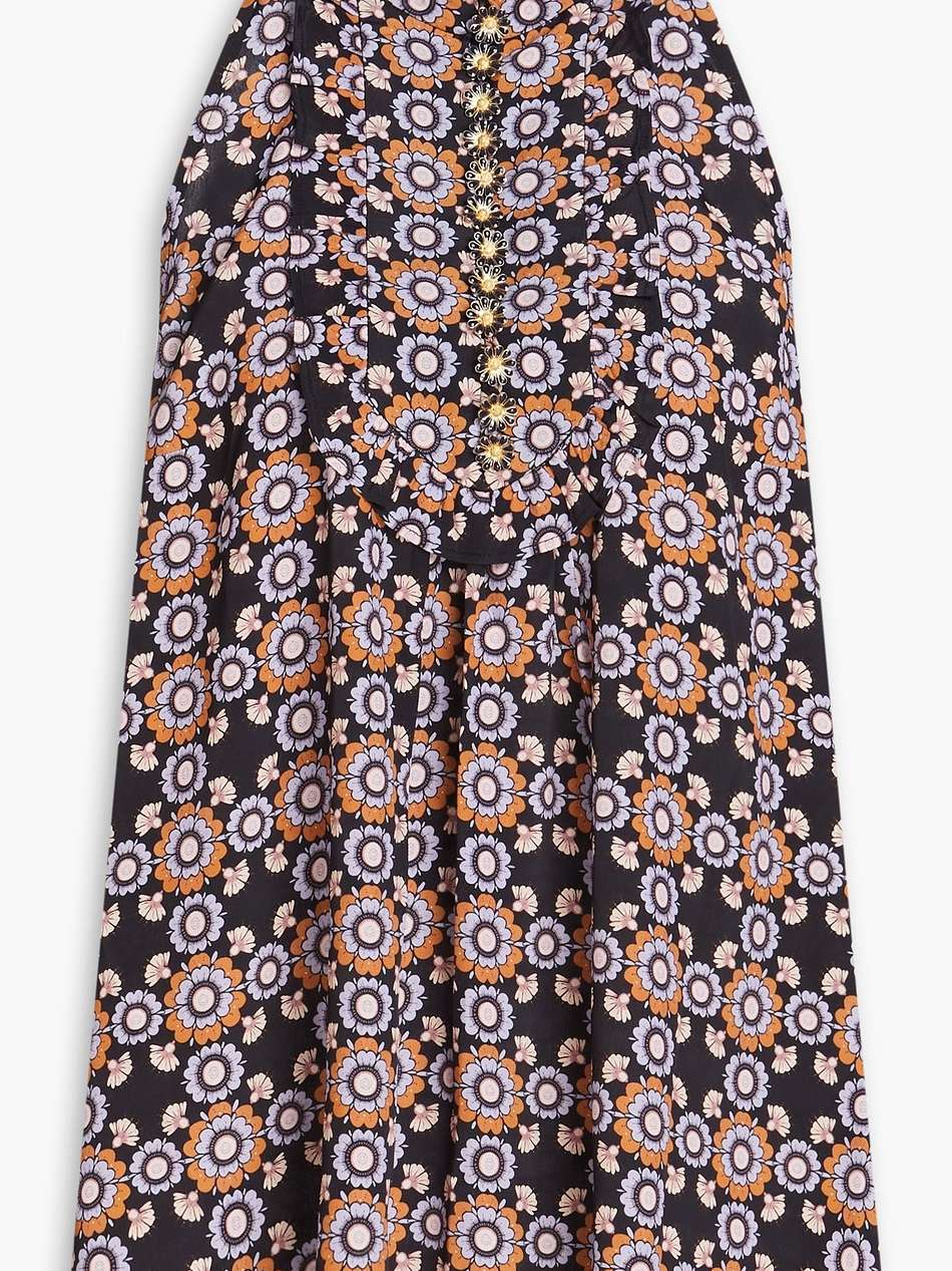 floral-print crepe de chine top