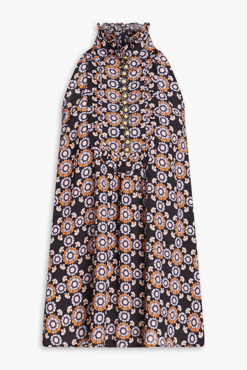 Zimmermann Floral-print Crepe De Chine Top In Navy