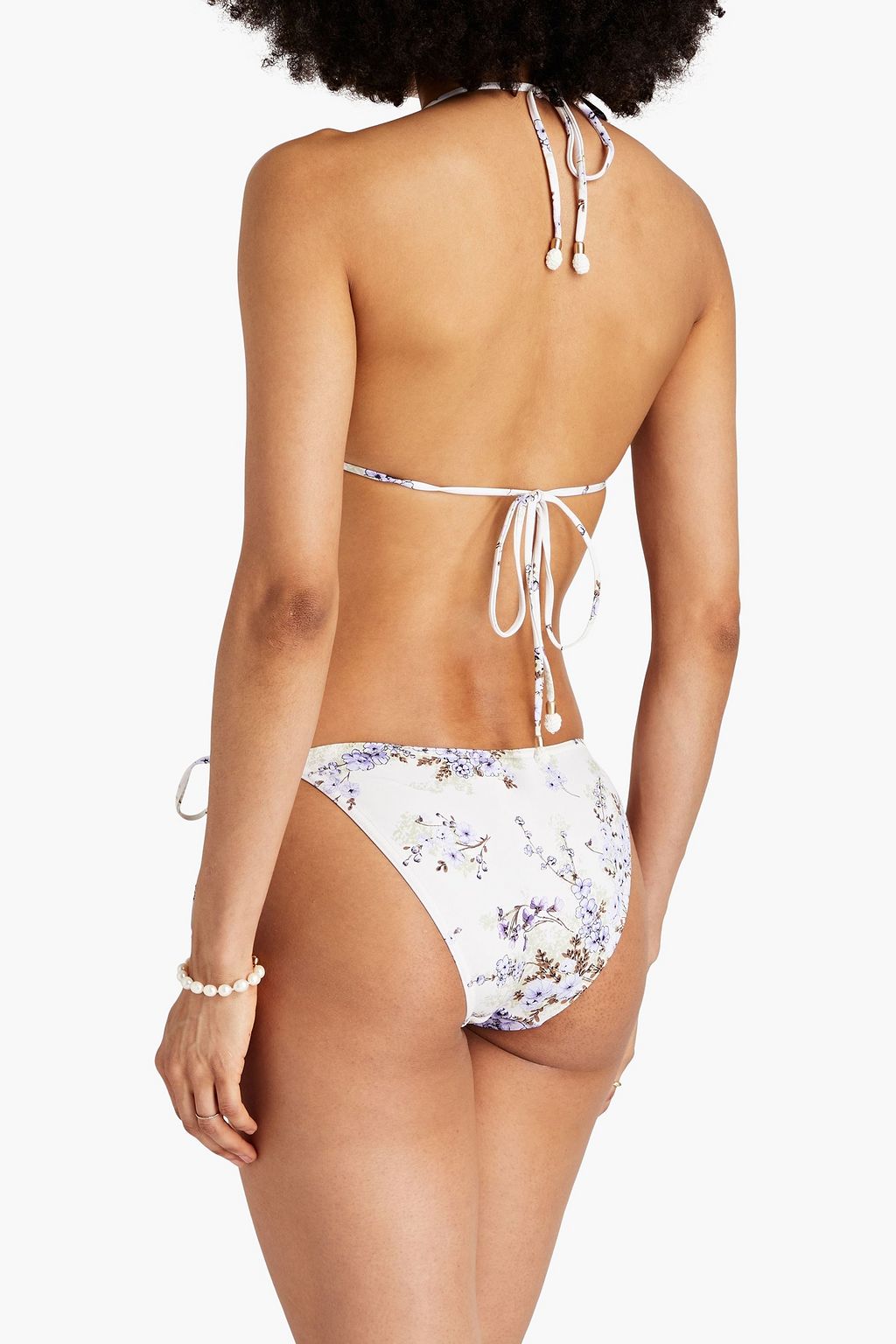 ZIMMERMANN Floral-print crocheted triangle bikini