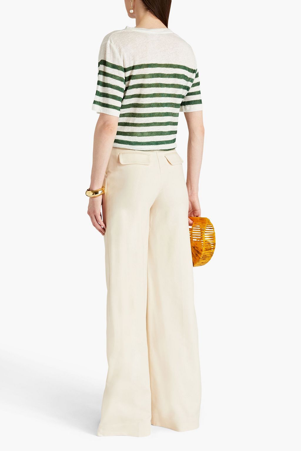 ZIMMERMANN Logo-appliquéd striped linen-jersey T-shirt