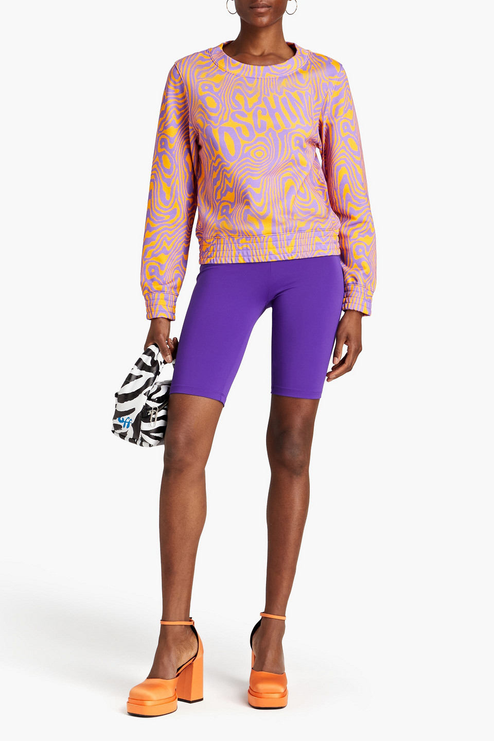 Moschino Printed French Cotton-terry Sweatshirt In Purple